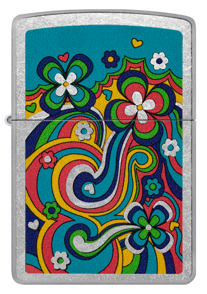 Zippo Hippie Scribbles Design, Street Chrome Lighter #48579