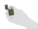 Zippo Slim Medusa Skull Design, Black Matte Laser Engraved Lighter #48564