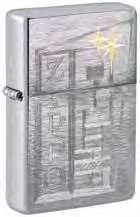 Zippo Retro Logo Vintage Design, Brushed Chrome Finish Windproof Lighter #49801