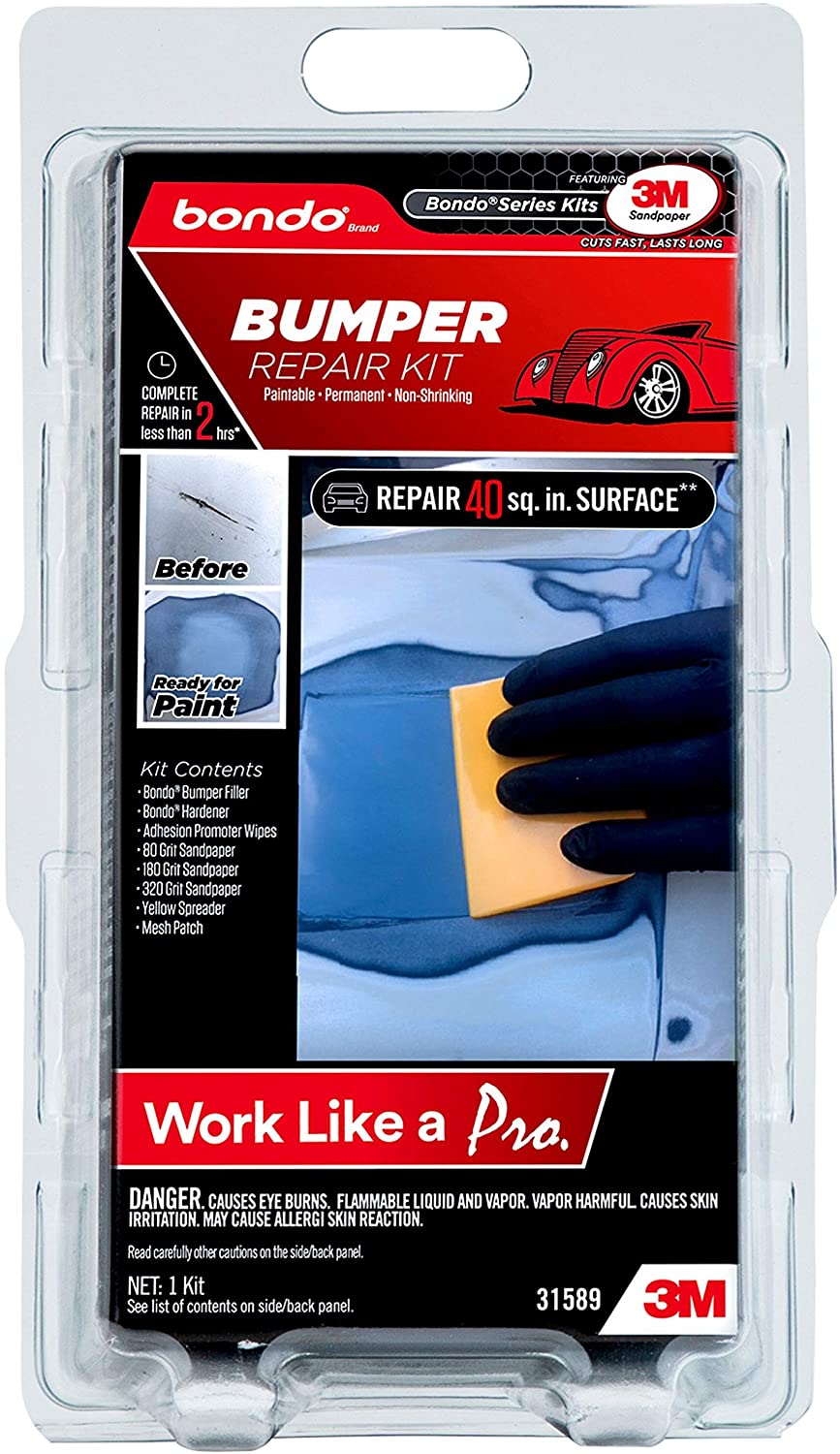 3M Bondo Bumper Repair Kit for Vehicles, Clamshell Pack #31589