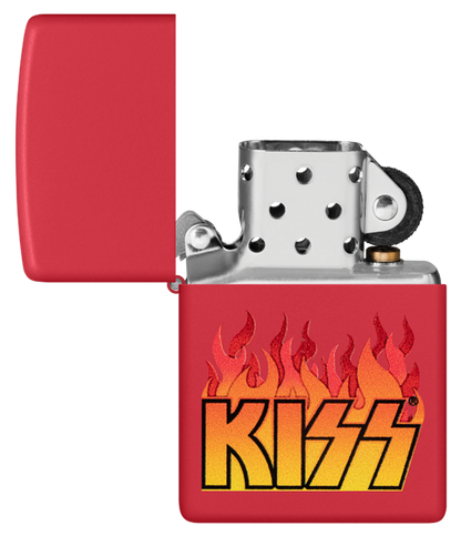 Zippo KISS Rock Band Fire Design, Red Matte Lighter #48642