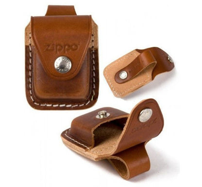 Zippo Leather Pouch, Brown Leather With Belt Loop, For Windproof Lighters #LPLB