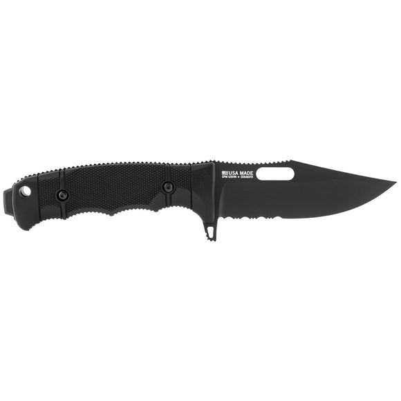SOG Seal FX Fixed Blade Knife, Clip Point, Serrated, Black #17-21-01-57