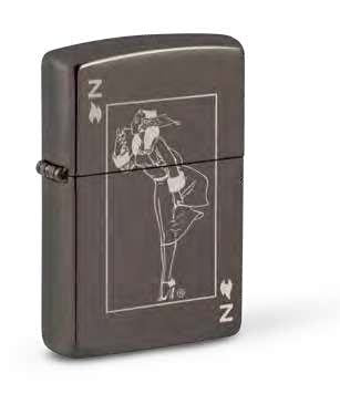 Zippo Windy Girl Card Design, Black Ice Finish Lighter #49797