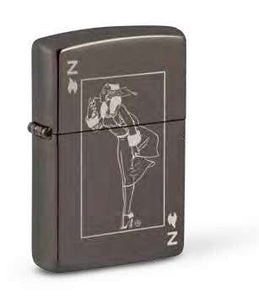 Zippo Windy Girl Card Design, Black Ice Finish Lighter #49797