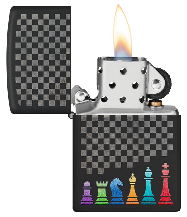 Zippo Chess Pieces Design, Black Matte Lighter #48662