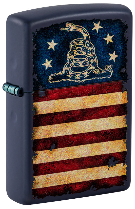Zippo Don’t Tread On Me Flag Design, Navy Matte Lighter #48554