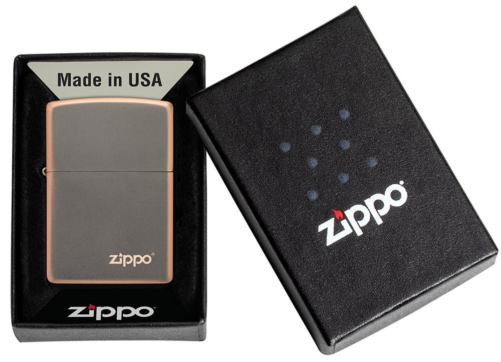 Zippo Rustic Bronze Base Model with Logo Windproof Lighter #49839ZL
