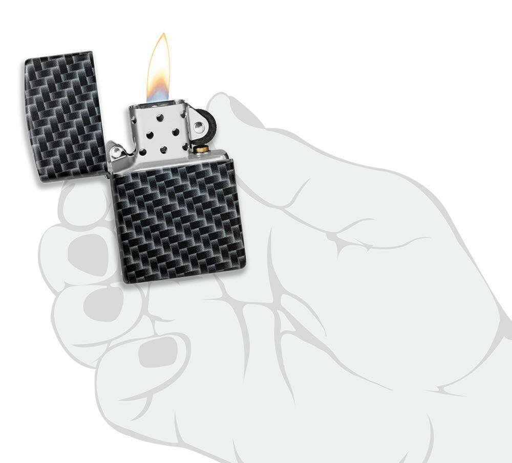 Zippo Carbon Fiber Design, 540° Color Wrap, Genuine Windproof Lighter #49356