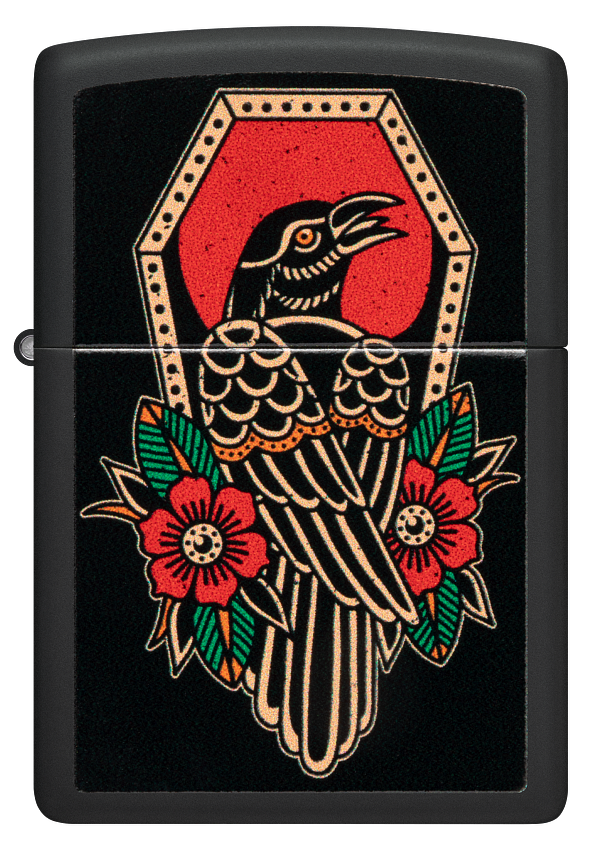 Zippo The Raven Design, Black Matte Finish Lighter #48611