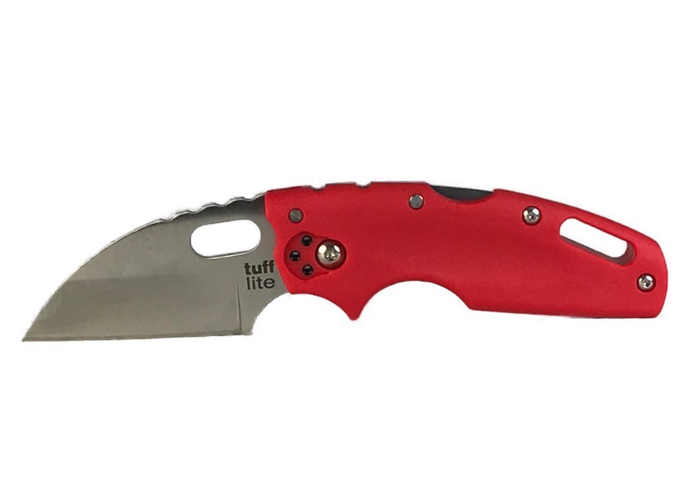 Cold Steel TUFF LITE, Red, Plain Edge Folding Pocket Knife + Belt Clip #20LTR