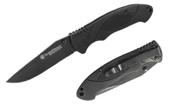 Smith & Wesson Extreme Ops Folding Knife, Black Aluminum Frame Handle #SWA25