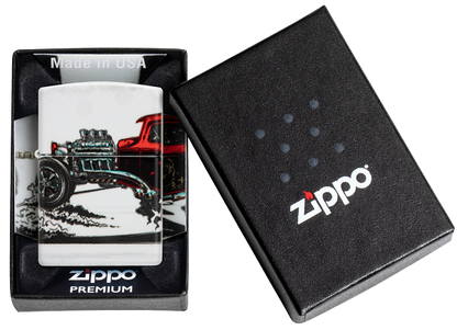 Zippo Classic Hot Rod 540 Design, White Matte Lighter #48660