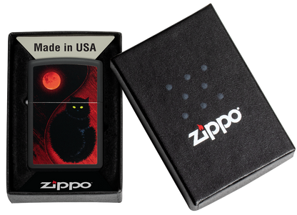 Zippo Black Cat Bad Luck, Black Matte Finish Lighter #48453