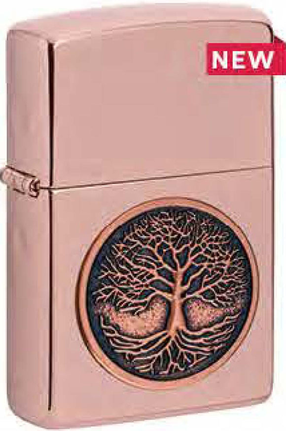 Zippo Tree of Life Emblem, High Polish Rose Gold Windproof Lighter #49638