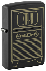 Zippo Vintage TV Design, Black Matte Laser Engraved Lighter #48619