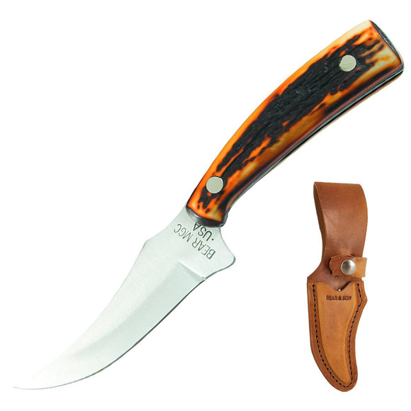 Bear & Son 753 Stainless Steel Skinner Knife Stag Delrin Handle 7.25