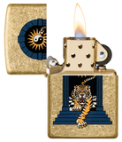 Zippo Yin Yang Tiger Design, Tumbles Brass Finish Lighter #48613