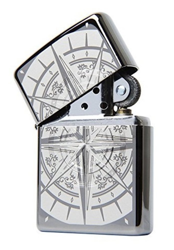 Zippo Exquisite Compass Lighter, Black Ice Finish, Windproof #29232