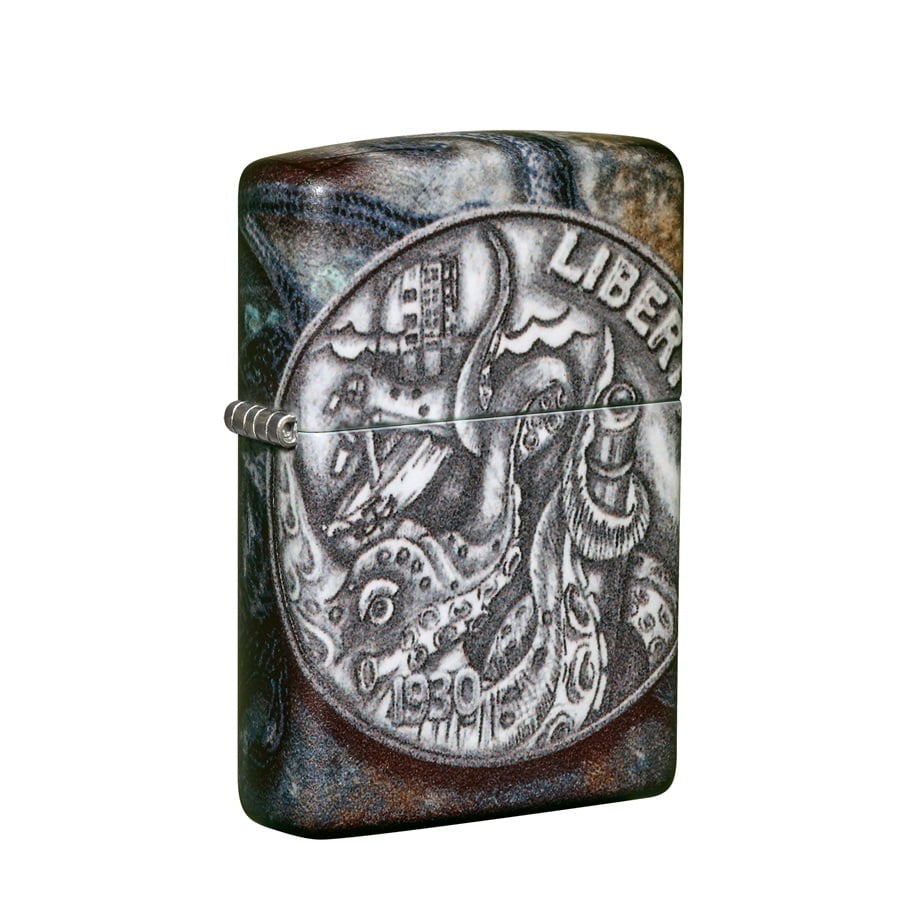 Zippo Pirate Coin 540° Design, Kraken 1930 Liberty, Windproof Lighter #49434