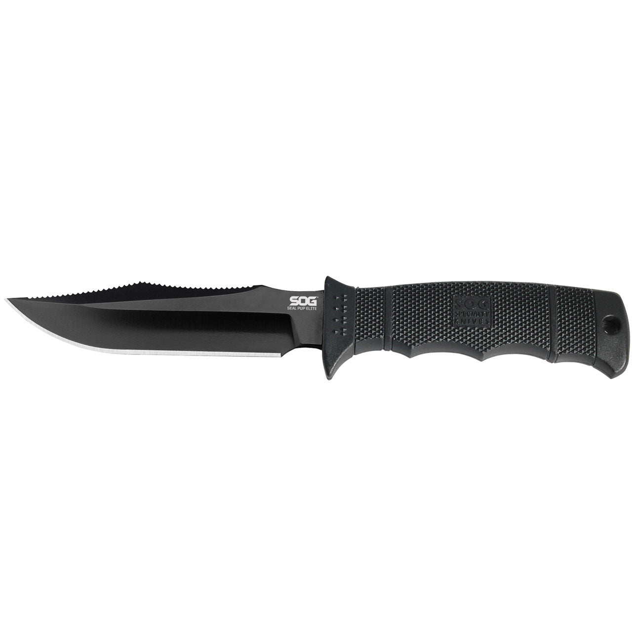 SOG Seal Pup Elite Fixed Blade Knife + Sheath, Black #E37SN-CP