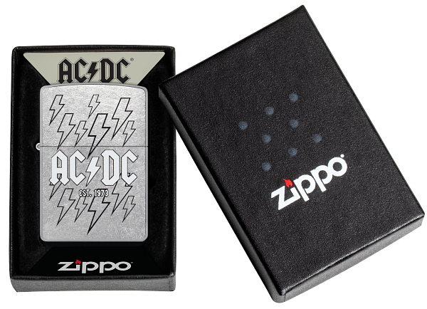 Zippo AC/DC Lightning Bolt Design, Street Chrome Lighter #48641