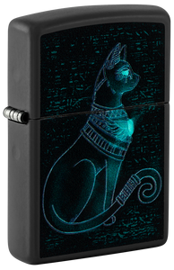 Zippo Ancient Egyptian Cat Black Light Design Lighter #48582