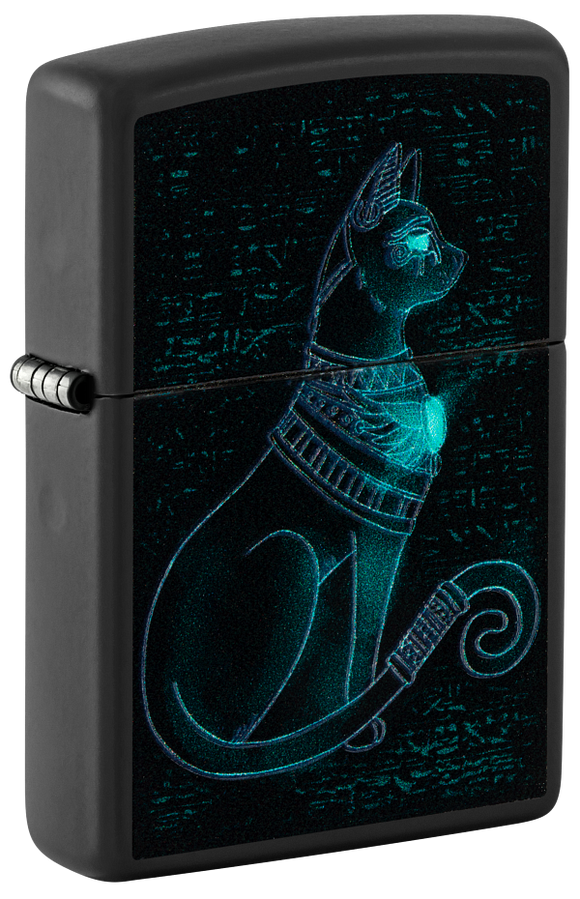 Zippo Ancient Egyptian Cat Black Light Design Lighter #48582