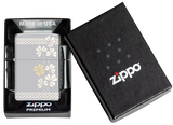 Zippo Four Leaf Clover 360 Design, High Polish Chrome Lighter #48586