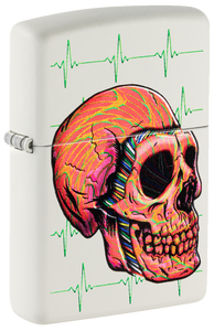 Zippo Skull EKG Color Image Design, White Matte Lighter #48659