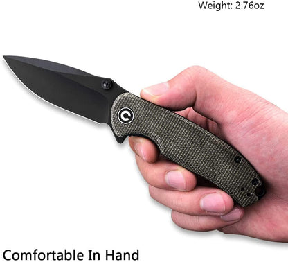 CIVIVI Pintail Knife, Black Blade + Dark Green Micarta Handle #C2020C