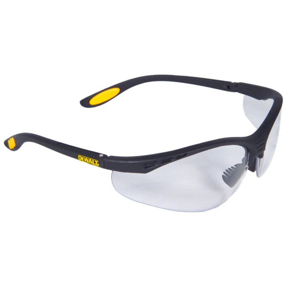 DeWalt Reinforcer Safety Glasses, Black Frame, Clear Lens #DPG58-1D