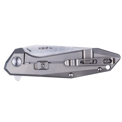 Ruike Folding Knife, Large Blade, Stainless Steel Handle, Safety Lock #P135SF