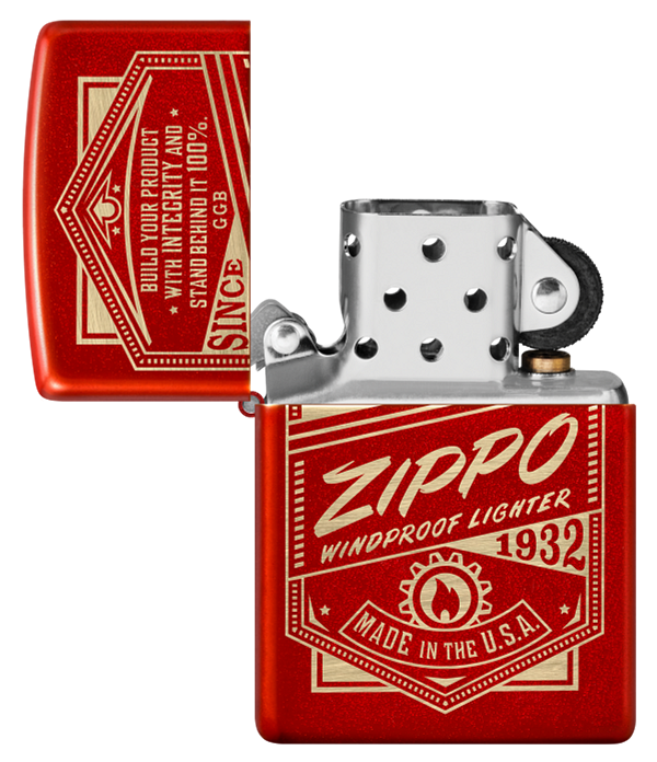 Zippo Retro Design, Metallic Red Laser Engraved Lighter #48620