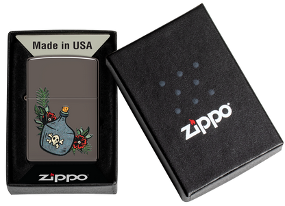 Zippo Poison Jar and Roses Tattoo, Black Ice Lighter #48409