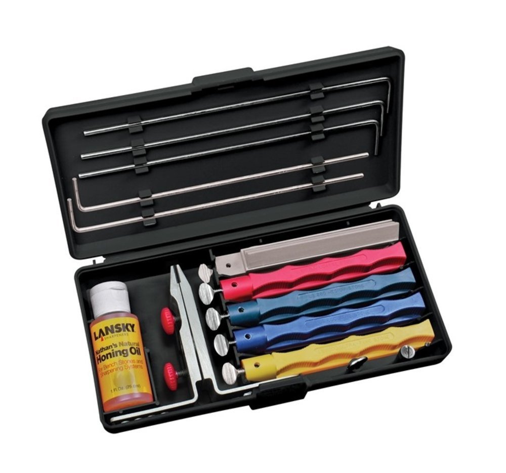 Lansky Professional Sharpening System, 5 Hone Stones + Guide Rods + Oi ...