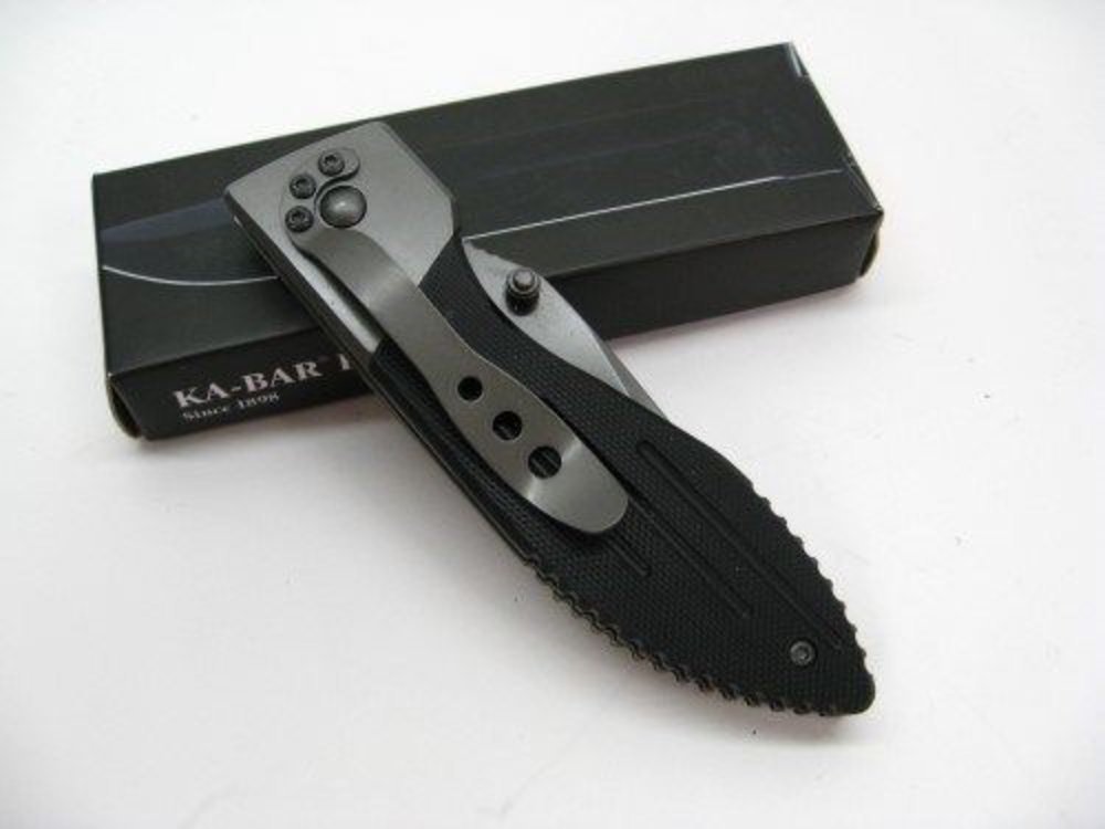 Ka-Bar Warthog Folder, Tanto, Black, Straight Edge #3074