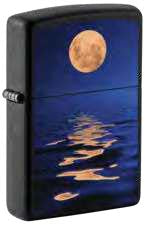 Zippo Moon and Ocean Design, Black Light, Black Matte Lighter #49810