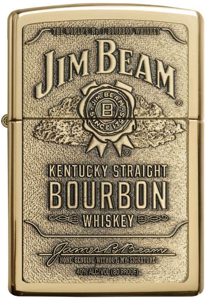 Zippo Jim Beam Kentucky Bourbon Whiskey, High Polish Brass #254BJB.929