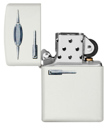Zippo Retro Refrigerator, White Matte Finish Windproof Lighter #49636