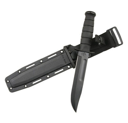 KA-BAR Fighting/Utility Knife, Black, Black Hard Sheath, Str Edge #1213