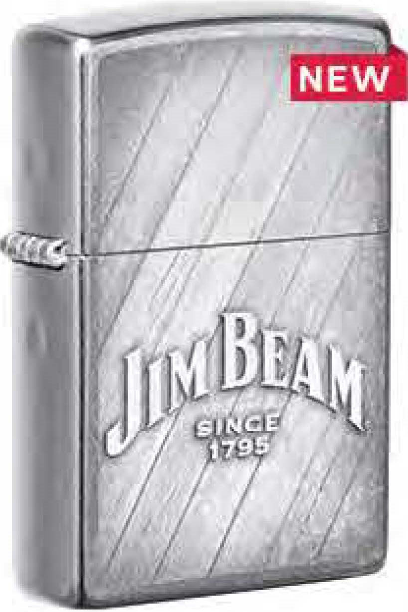 Zippo Jim Beam Kentucky Straight Bourbon Whiskey, Street Chrome Lighter #49543