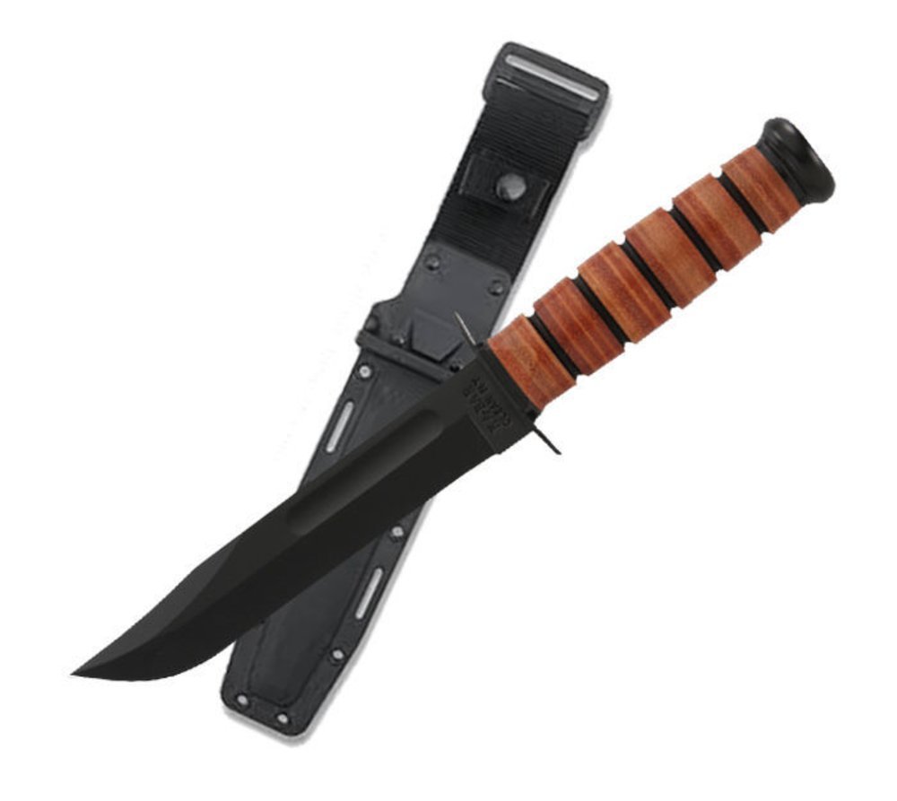 KA-BAR USMC Fighting/Utility Knife,Glass Filled Nylon Sheath,Straight Edge #5017