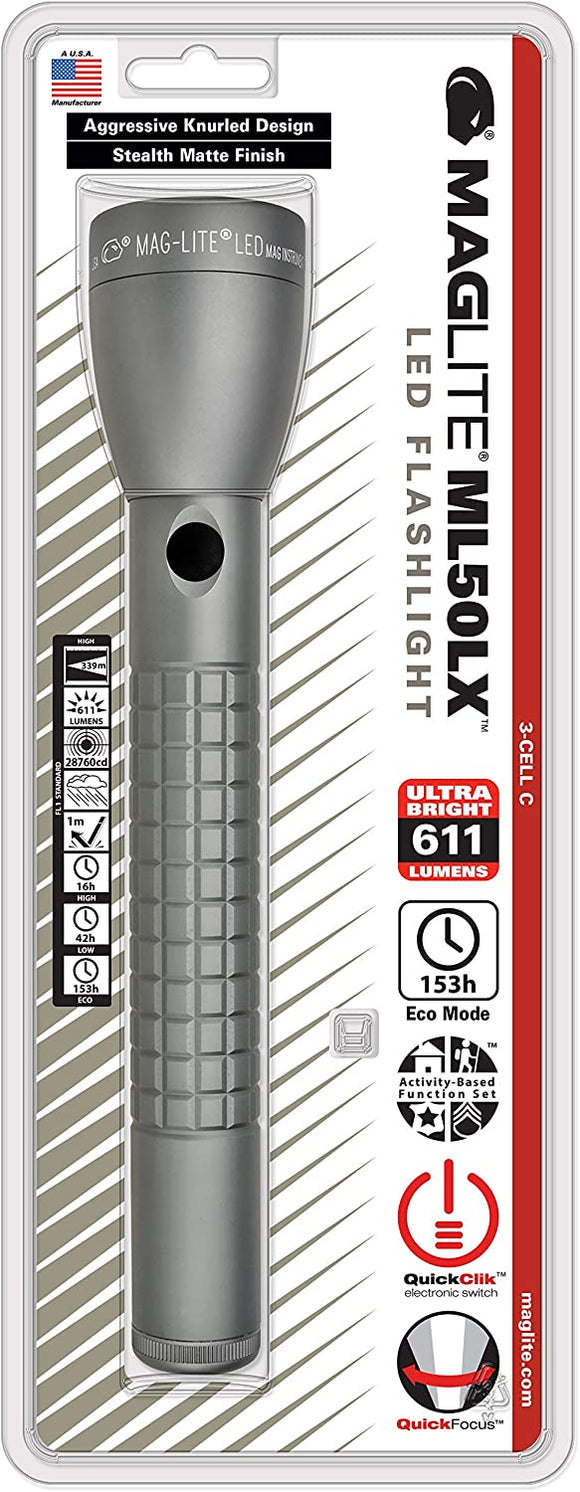 Maglite ML50LX LED 3-Cell C Flashlight, Urban Grey #ML50LX-S3RJ6