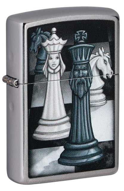Zippo Chess Game Design, Street Chrome Finish Lighter #49601