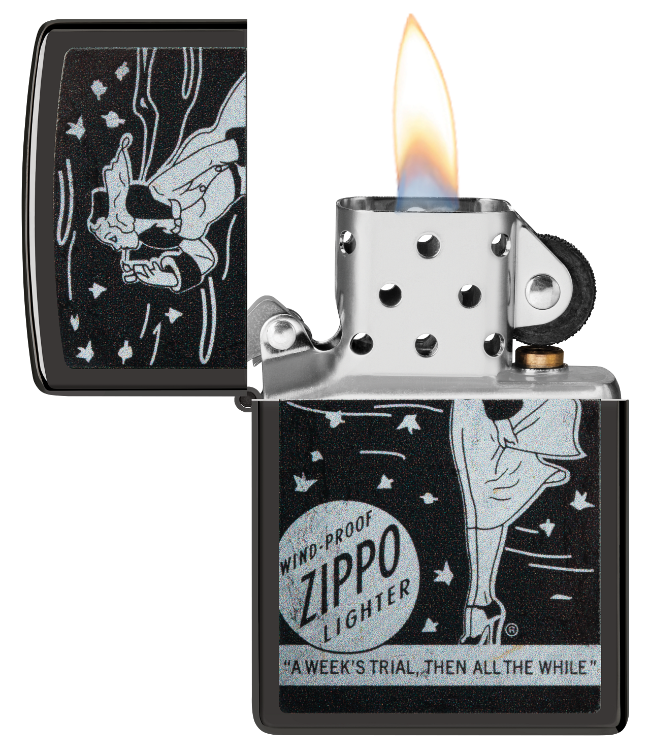 Zippo Windy Girl, High Polish Black Lighter #48456
