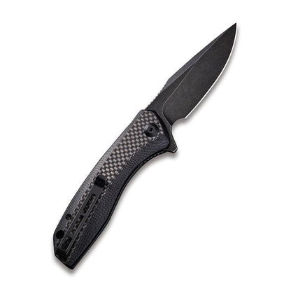 CIVIVI Baklash Black G10 Handle with Carbon Fiber Overlay, Black Blade #C801I
