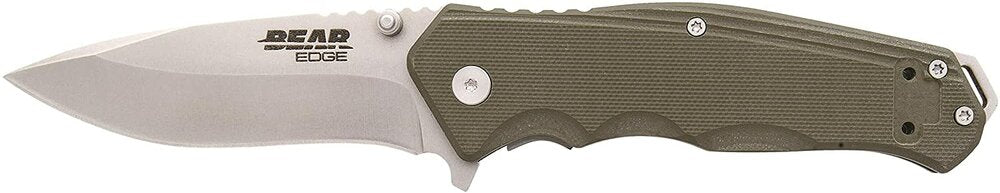 Bear & Son Bear Edge OD Green Folding Knife, 3.4" 440 Stainless Blade #61102