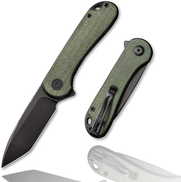 CIVIVI Elementum Knife, Black Blade + Green Micarta Handle #C907T-E