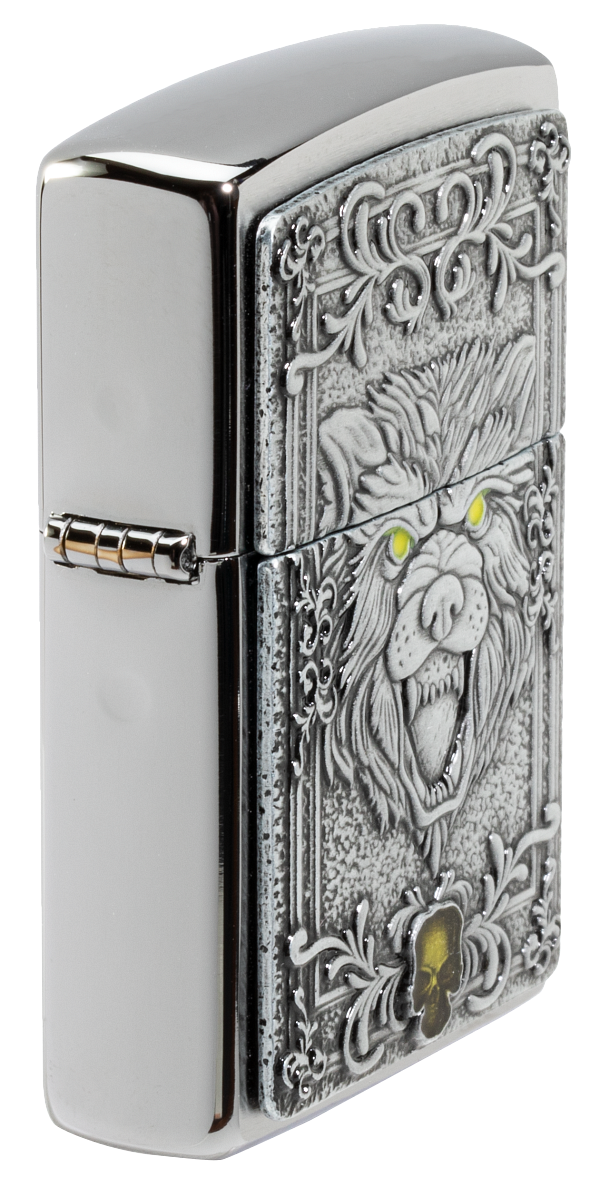 Zippo Wolf Emblem Design, Brushed Chrome Lighter #48690